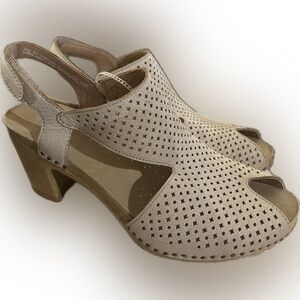 Dansko Teagan Cream Perforated Sandals, sz 41